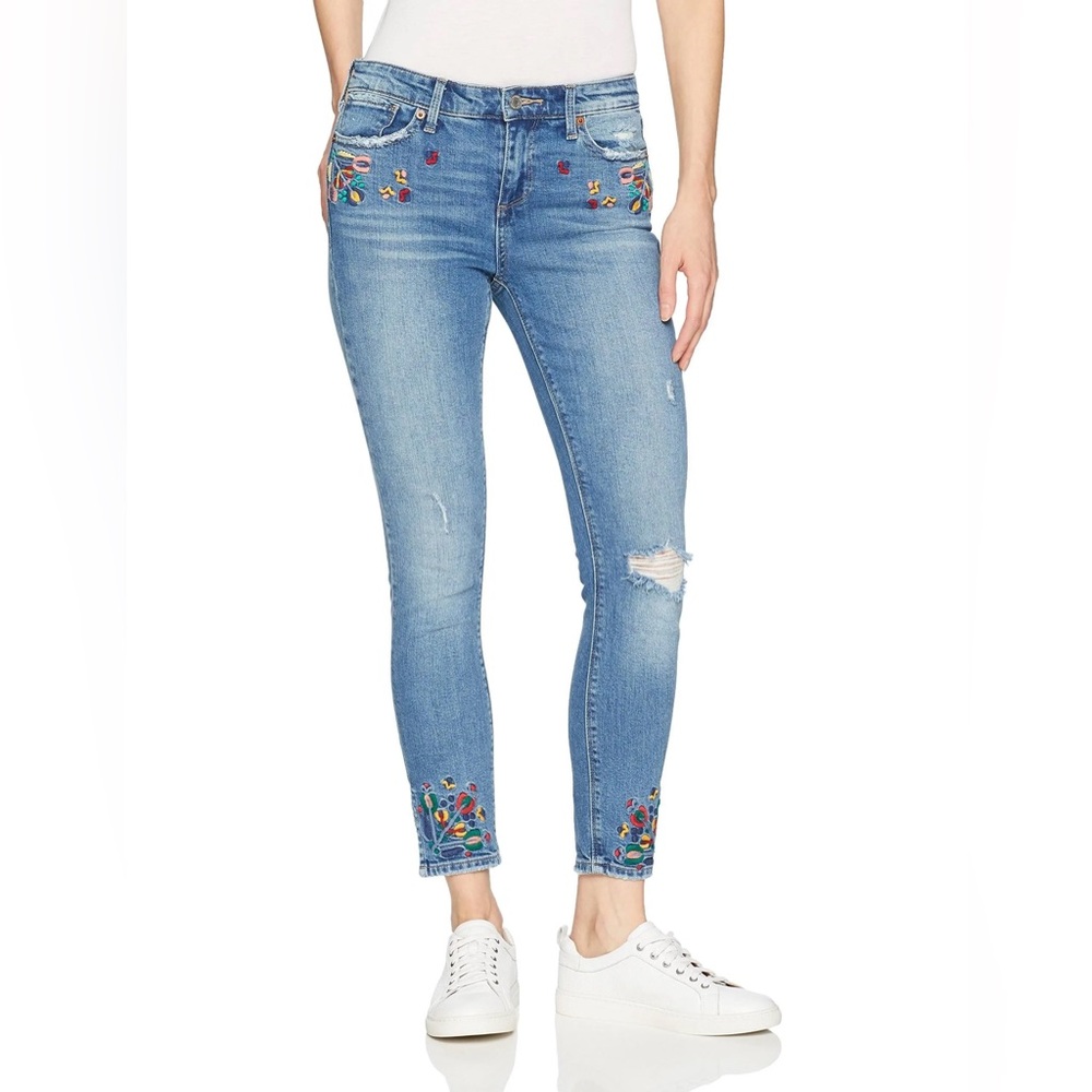Lucky Brand Ava Embroidered Ripped Skinny Jeans size 6/28
